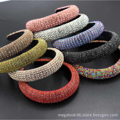 Full Handmade  Colorful Baroque Pearl Crystal Headband For Women Luxury Shiny Padded Diamond Hairband Hair Accessories